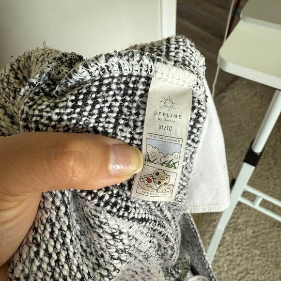 Aerie OFFLINE Womens Snowday Jogger Pants XL Black Knit Drawstring Lounge Cozy - Picture 5 of 10